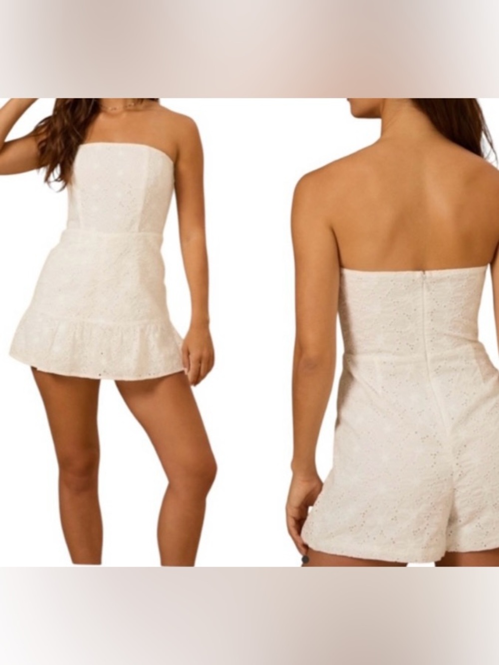 SZ L NWOT Alter’d state Baylyn Strapless White Eyelet Romper